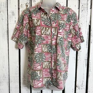VTG 90s HASTING & SMITH Short Sleeve Button Up Top Women’s Size Large Well Loved